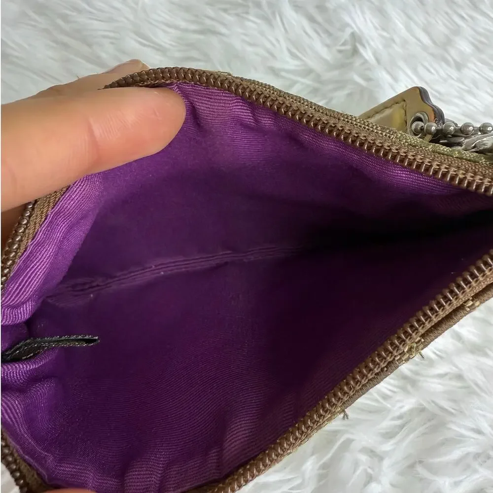 COACH Signature Brown Yellow Wristlet
